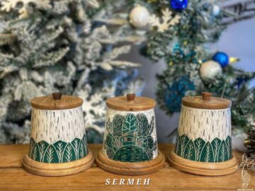 Handmade Ceramic Jar with Wooden Lid