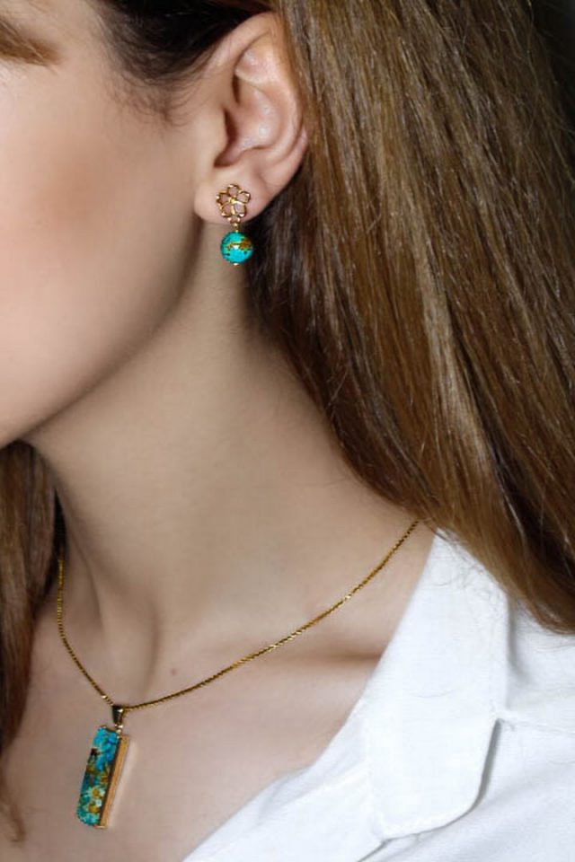 Turquoise ear ring-4140-1