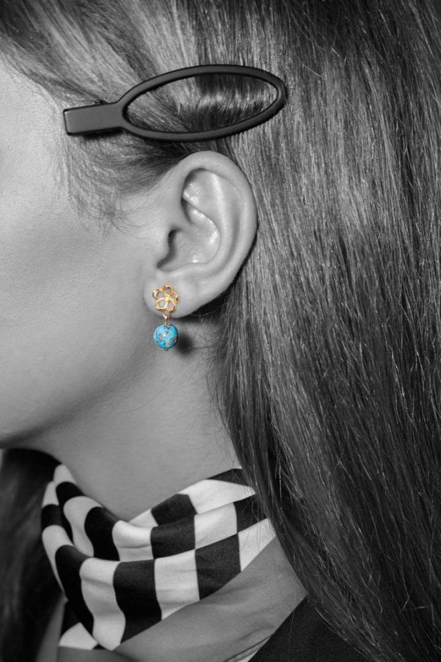 Turquoise ear ring-4140-2