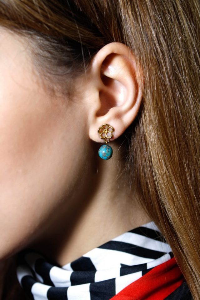 Turquoise ear ring-4140-3