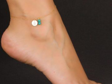 handmade gold turquoise anklet