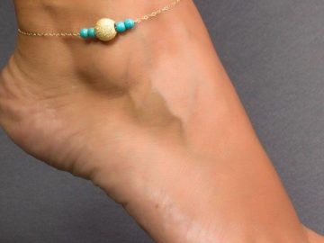 handmade gold turquoise anklet