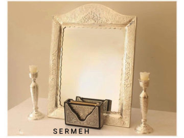 Silver Candle Holder And Mirror