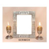 Persian Silver Mirror and candleholder