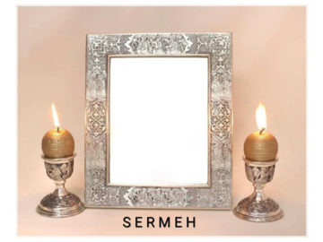 Persian Silver Mirror and candleholder