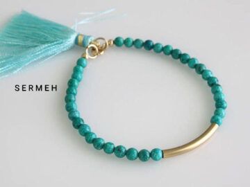 women's gold and turquoise bracelet