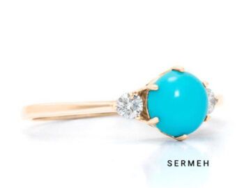 18k gold turquoise ring, Persian Turquoise