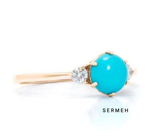 18k gold turquoise ring, Persian Turquoise
