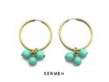 18K Gold Turquoise Earrings, Persian Turquoise