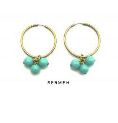 18K Gold Turquoise Earrings, Persian Turquoise