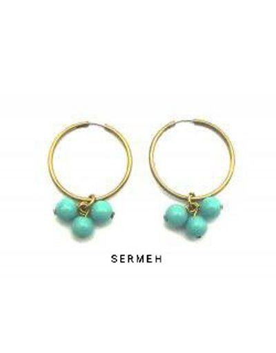 18K Gold Turquoise Earrings, Persian Turquoise