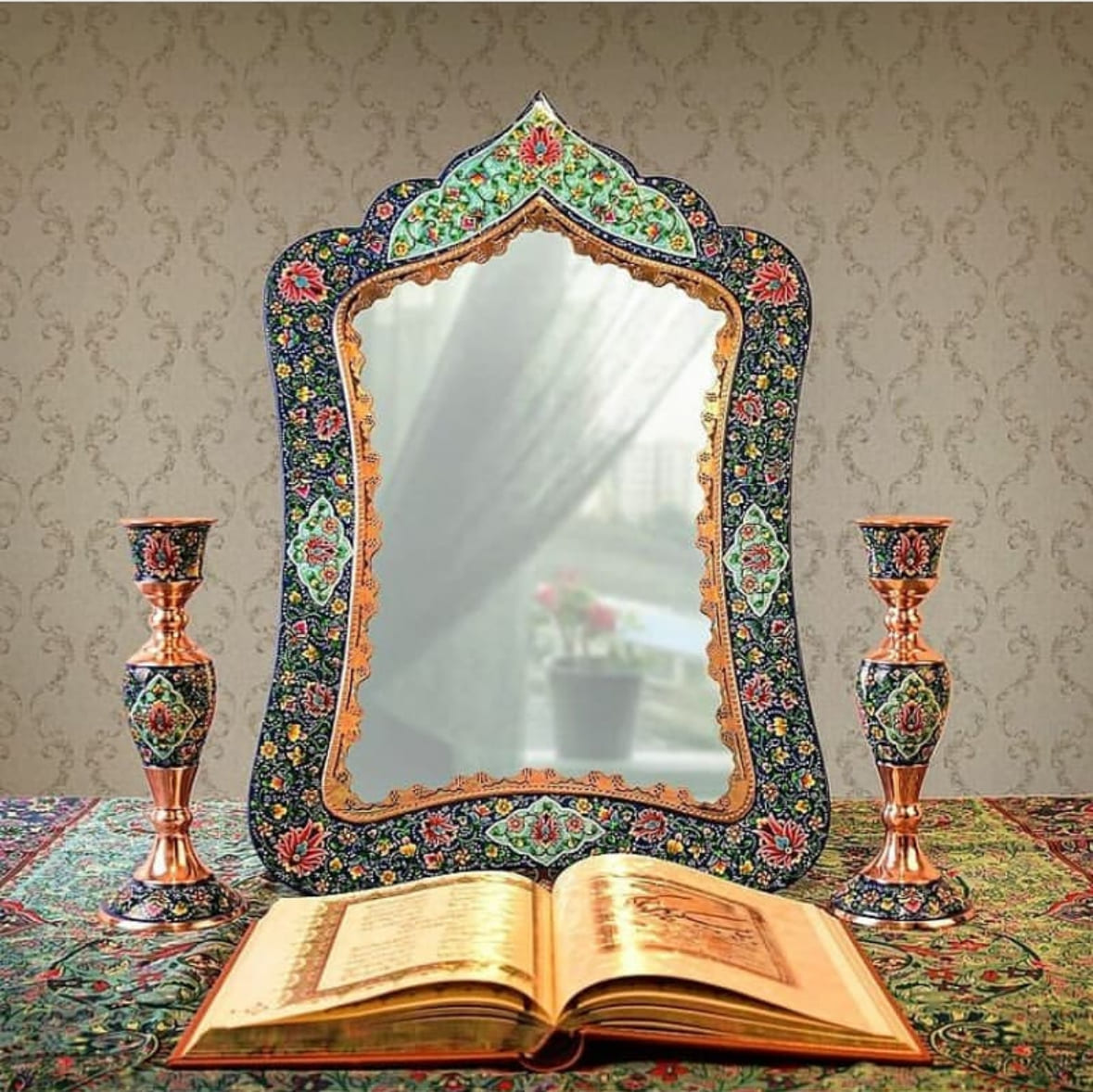 mirror and candle holder set